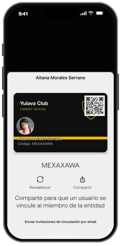 Carnet digital de socio en Yulava Connect