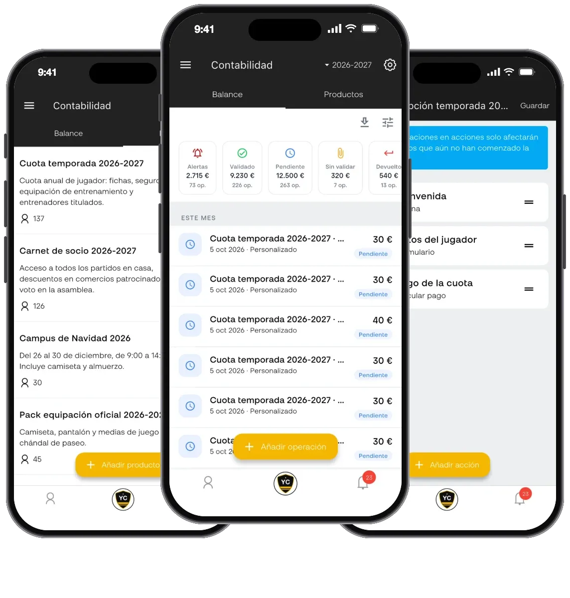 Resumen de pagos completados y pago con tarjeta de una matrícula en Yulava Connect
